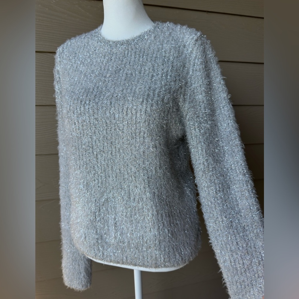 GB Metallic Sweater Woman’s Pullover Gray Glam Size M
